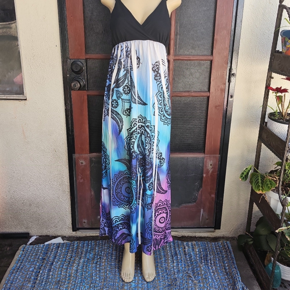 Black and Multicolor Maxi Dress